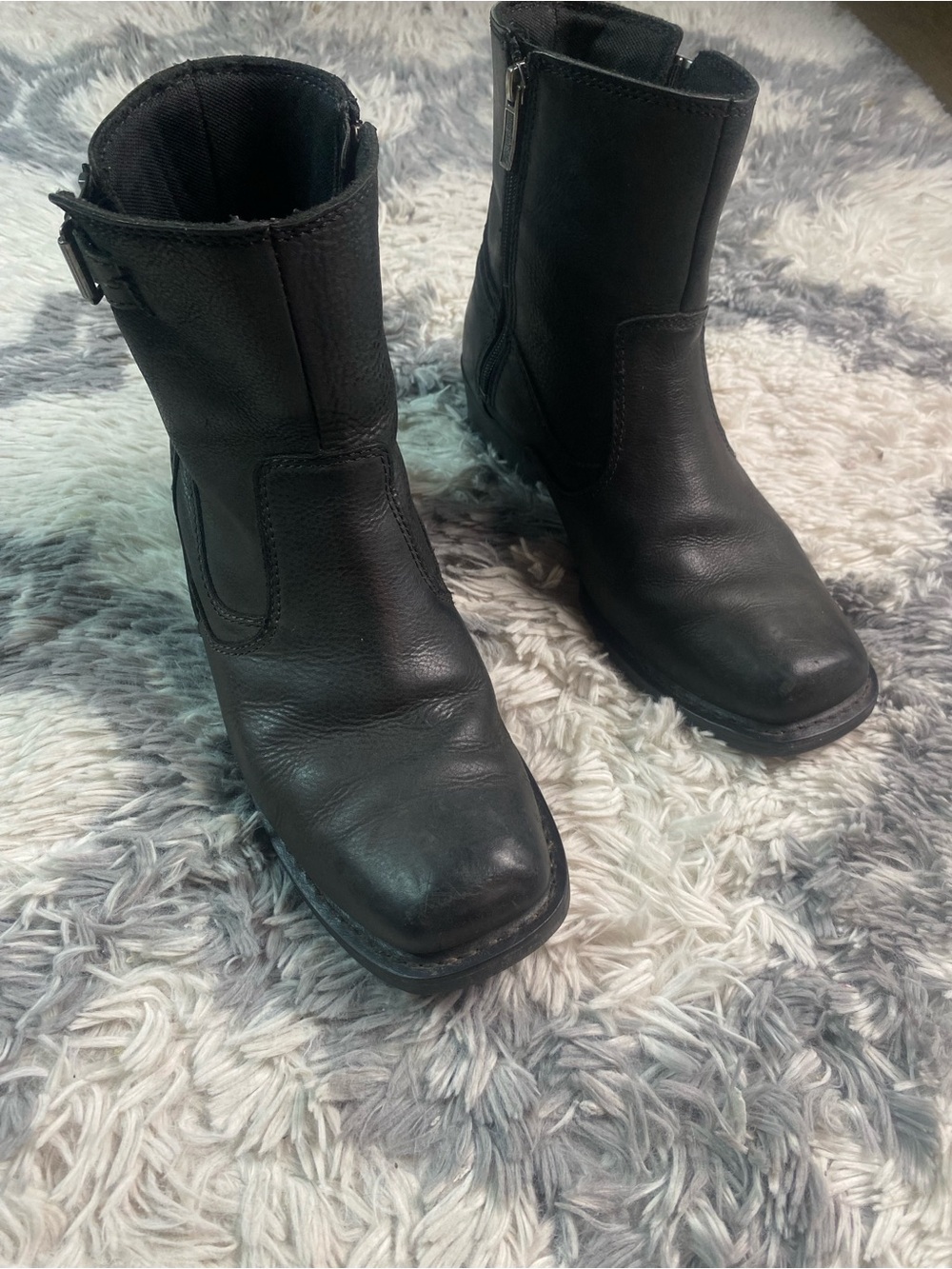 Harley Davidson Black Leather Riding Boots Side Zip Motorcycle D93158 Size 9